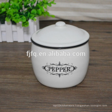 White Color Enamel Metal Canister Set Coffee Canister Tea Canister With Lid